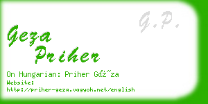 geza priher business card